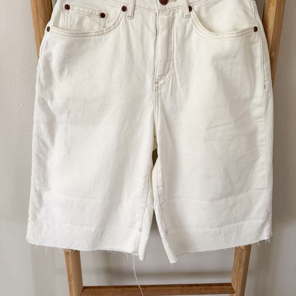 Anthropologie Pilcro Austyn High Rise Cuffed Bermuda Jean Shorts White Size 25 - Picture 5 of 10